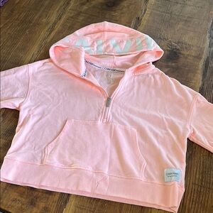 Calvin Klein Pink Hooded Sweatshirt with Short Sleeves